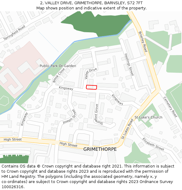 2, VALLEY DRIVE, GRIMETHORPE, BARNSLEY, S72 7FT: Location map and indicative extent of plot