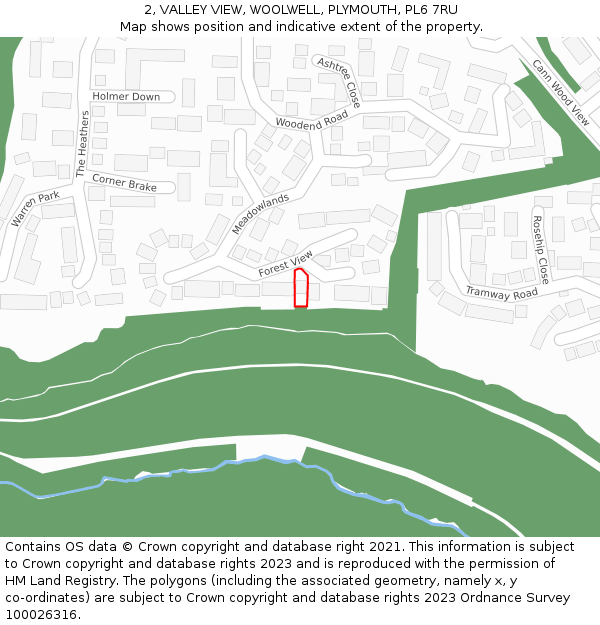2, VALLEY VIEW, WOOLWELL, PLYMOUTH, PL6 7RU: Location map and indicative extent of plot