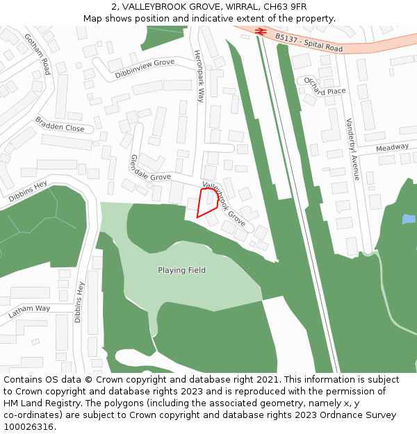 2, VALLEYBROOK GROVE, WIRRAL, CH63 9FR: Location map and indicative extent of plot