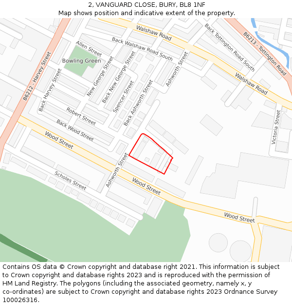 2, VANGUARD CLOSE, BURY, BL8 1NF: Location map and indicative extent of plot