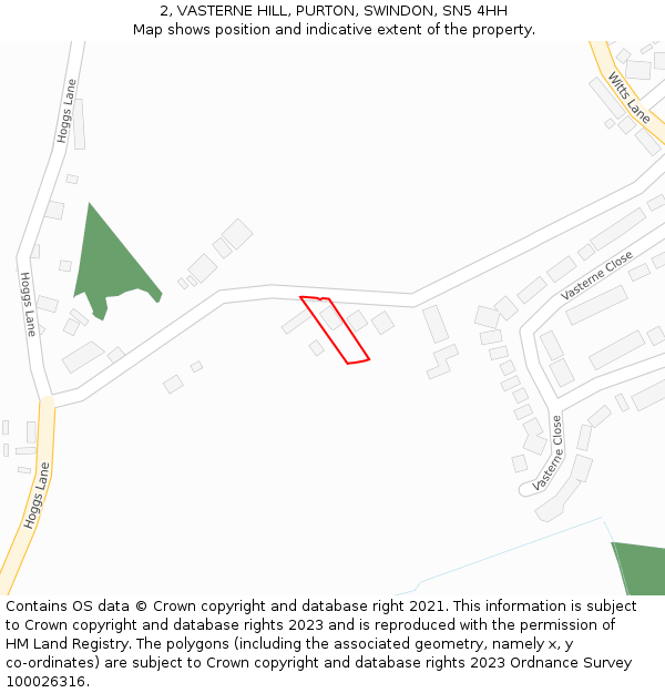 2, VASTERNE HILL, PURTON, SWINDON, SN5 4HH: Location map and indicative extent of plot