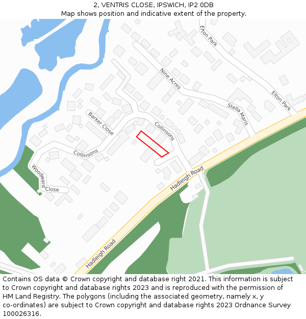 2, VENTRIS CLOSE, IPSWICH, IP2 0DB: Location map and indicative extent of plot
