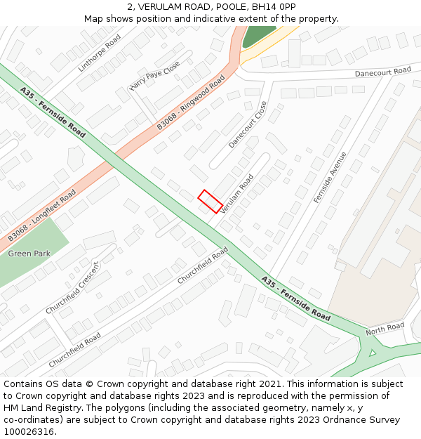 2, VERULAM ROAD, POOLE, BH14 0PP: Location map and indicative extent of plot