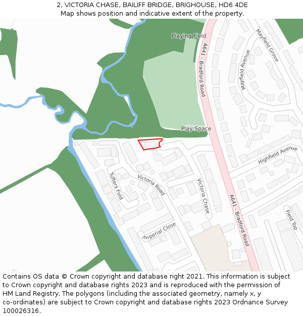 2, VICTORIA CHASE, BAILIFF BRIDGE, BRIGHOUSE, HD6 4DE: Location map and indicative extent of plot