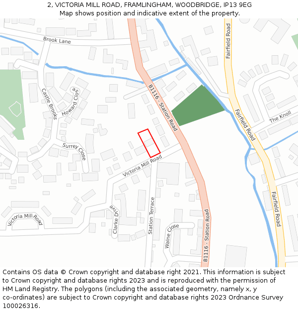 2, VICTORIA MILL ROAD, FRAMLINGHAM, WOODBRIDGE, IP13 9EG: Location map and indicative extent of plot