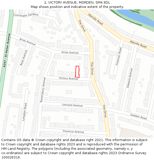 2, VICTORY AVENUE, MORDEN, SM4 6DL: Location map and indicative extent of plot