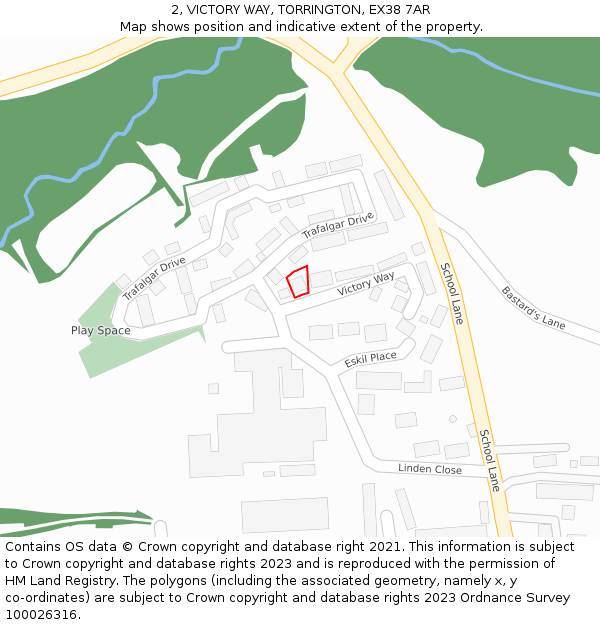 2, VICTORY WAY, TORRINGTON, EX38 7AR: Location map and indicative extent of plot