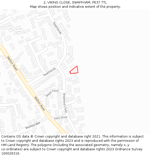 2, VIKING CLOSE, SWAFFHAM, PE37 7TL: Location map and indicative extent of plot