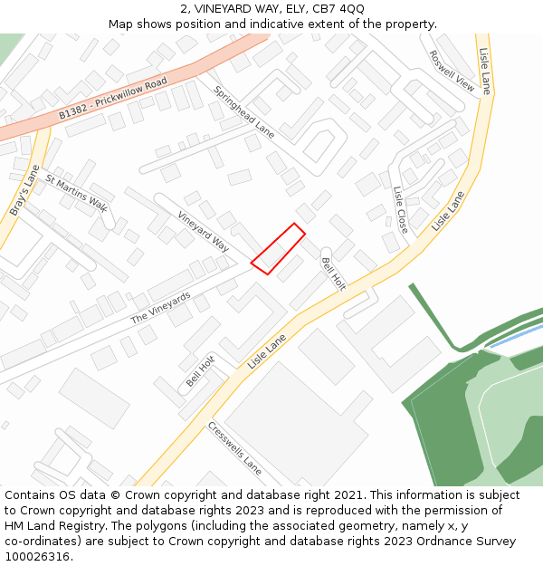 2, VINEYARD WAY, ELY, CB7 4QQ: Location map and indicative extent of plot