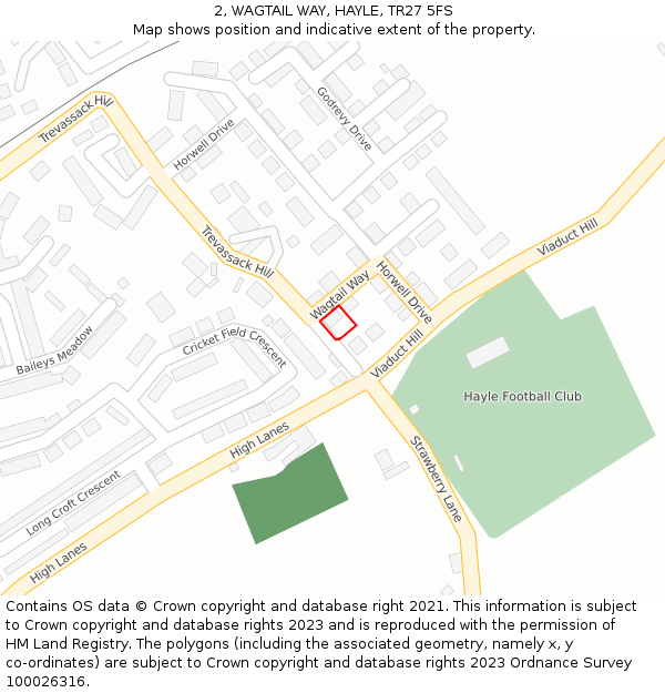 2, WAGTAIL WAY, HAYLE, TR27 5FS: Location map and indicative extent of plot
