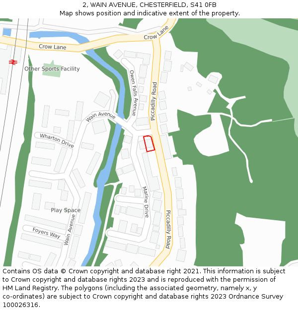2, WAIN AVENUE, CHESTERFIELD, S41 0FB: Location map and indicative extent of plot