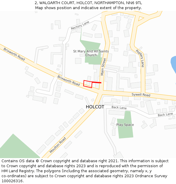 2, WALGARTH COURT, HOLCOT, NORTHAMPTON, NN6 9TL: Location map and indicative extent of plot