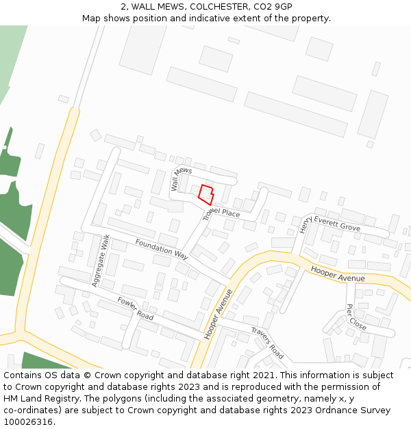 2, WALL MEWS, COLCHESTER, CO2 9GP: Location map and indicative extent of plot