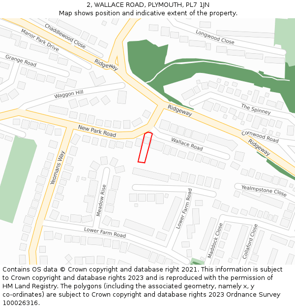 2, WALLACE ROAD, PLYMOUTH, PL7 1JN: Location map and indicative extent of plot