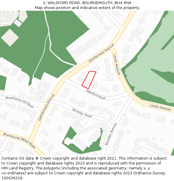 2, WALSFORD ROAD, BOURNEMOUTH, BH4 9NA: Location map and indicative extent of plot