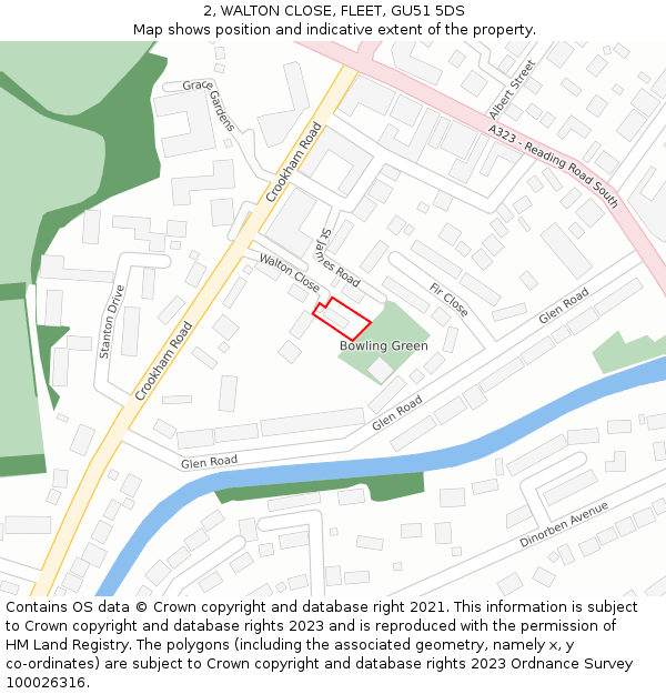 2, WALTON CLOSE, FLEET, GU51 5DS: Location map and indicative extent of plot