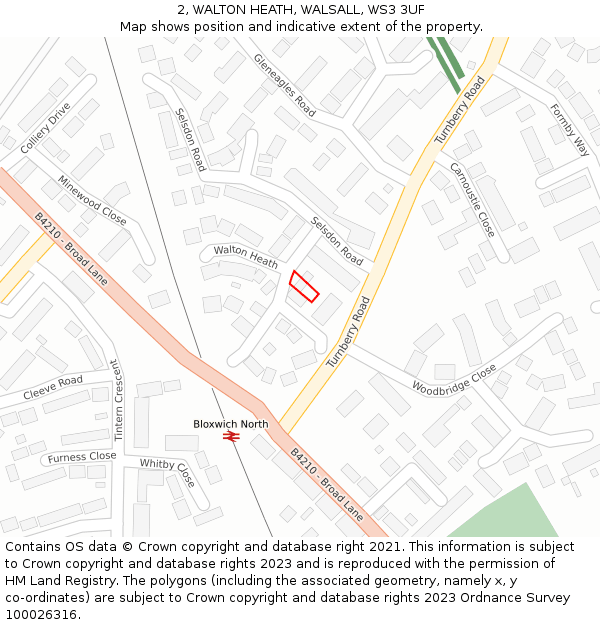 2, WALTON HEATH, WALSALL, WS3 3UF: Location map and indicative extent of plot