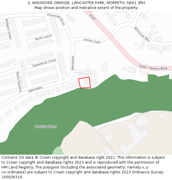 2, WANSDYKE GRANGE, LANCASTER PARK, MORPETH, NE61 3RH: Location map and indicative extent of plot