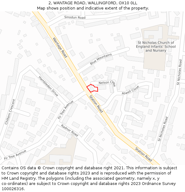 2, WANTAGE ROAD, WALLINGFORD, OX10 0LL: Location map and indicative extent of plot