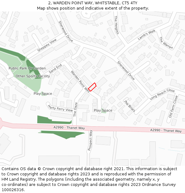 2, WARDEN POINT WAY, WHITSTABLE, CT5 4TY: Location map and indicative extent of plot