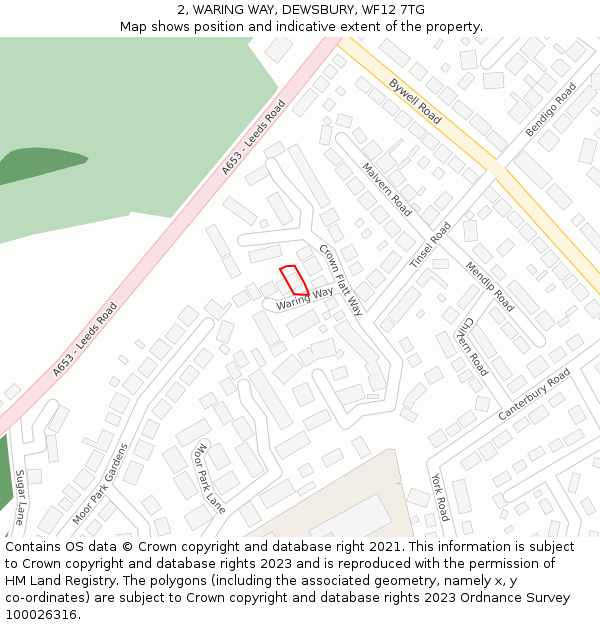 2, WARING WAY, DEWSBURY, WF12 7TG: Location map and indicative extent of plot