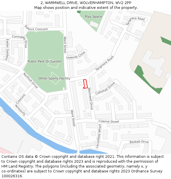 2, WARMWELL DRIVE, WOLVERHAMPTON, WV2 2PP: Location map and indicative extent of plot