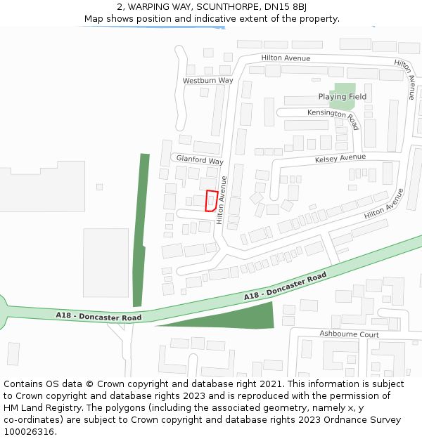 2, WARPING WAY, SCUNTHORPE, DN15 8BJ: Location map and indicative extent of plot