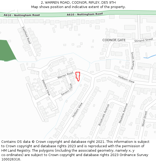 2, WARREN ROAD, CODNOR, RIPLEY, DE5 9TH: Location map and indicative extent of plot