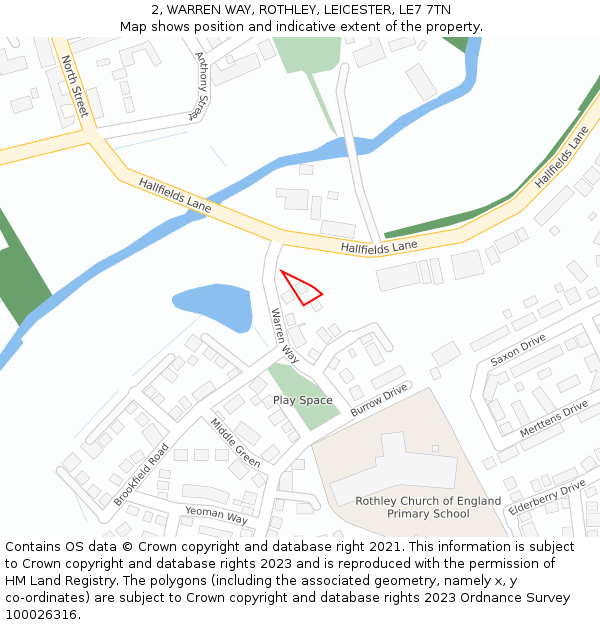 2, WARREN WAY, ROTHLEY, LEICESTER, LE7 7TN: Location map and indicative extent of plot