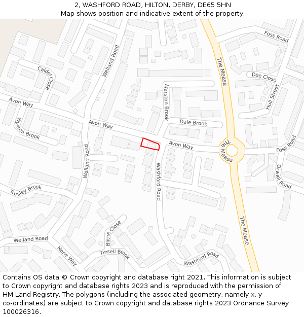 2, WASHFORD ROAD, HILTON, DERBY, DE65 5HN: Location map and indicative extent of plot