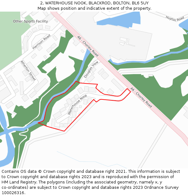 2, WATERHOUSE NOOK, BLACKROD, BOLTON, BL6 5UY: Location map and indicative extent of plot