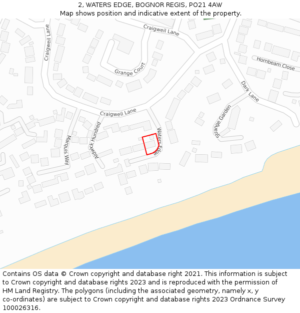 2, WATERS EDGE, BOGNOR REGIS, PO21 4AW: Location map and indicative extent of plot