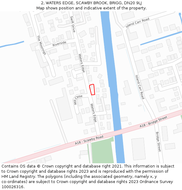 2, WATERS EDGE, SCAWBY BROOK, BRIGG, DN20 9LJ: Location map and indicative extent of plot