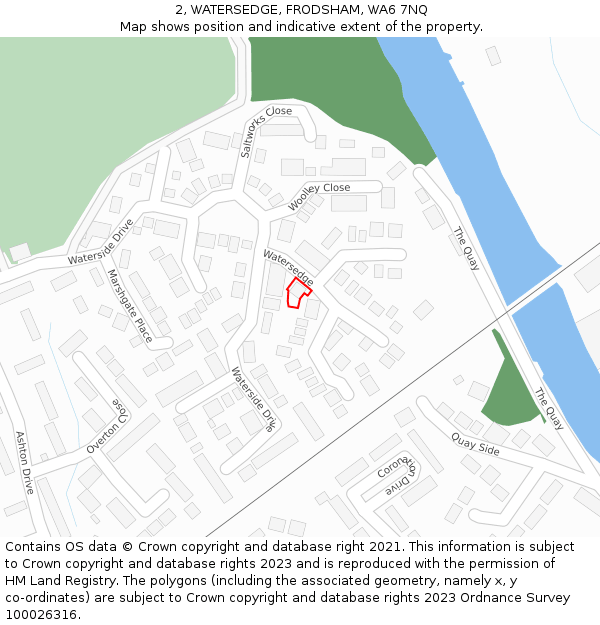 2, WATERSEDGE, FRODSHAM, WA6 7NQ: Location map and indicative extent of plot