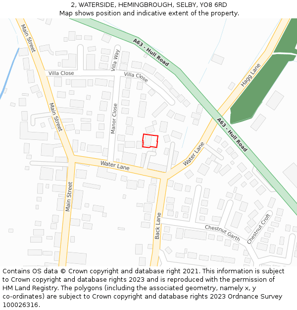 2, WATERSIDE, HEMINGBROUGH, SELBY, YO8 6RD: Location map and indicative extent of plot