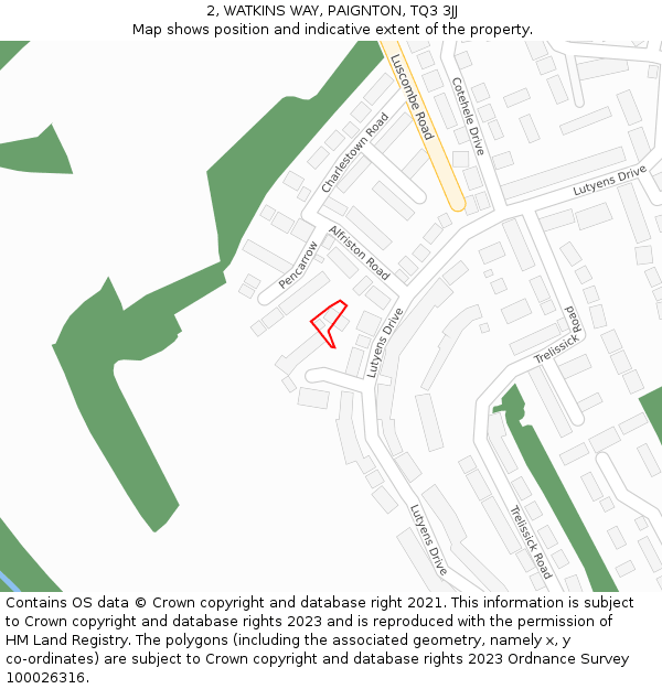 2, WATKINS WAY, PAIGNTON, TQ3 3JJ: Location map and indicative extent of plot
