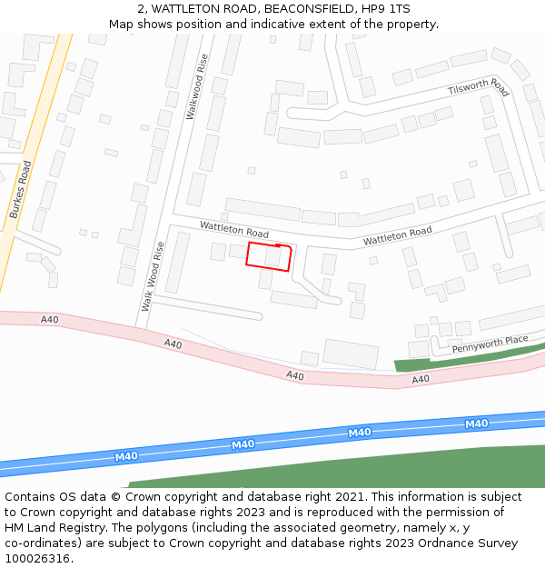 2, WATTLETON ROAD, BEACONSFIELD, HP9 1TS: Location map and indicative extent of plot