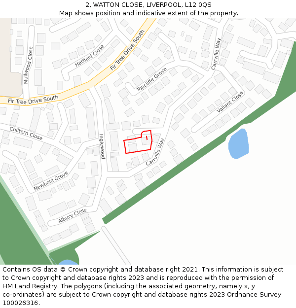 2, WATTON CLOSE, LIVERPOOL, L12 0QS: Location map and indicative extent of plot