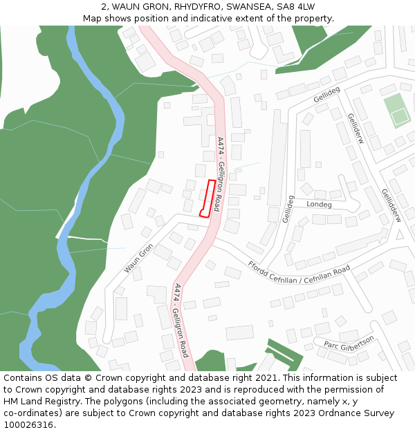 2, WAUN GRON, RHYDYFRO, SWANSEA, SA8 4LW: Location map and indicative extent of plot