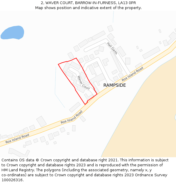 2, WAVER COURT, BARROW-IN-FURNESS, LA13 0PR: Location map and indicative extent of plot