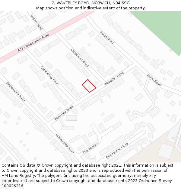 2, WAVERLEY ROAD, NORWICH, NR4 6SG: Location map and indicative extent of plot