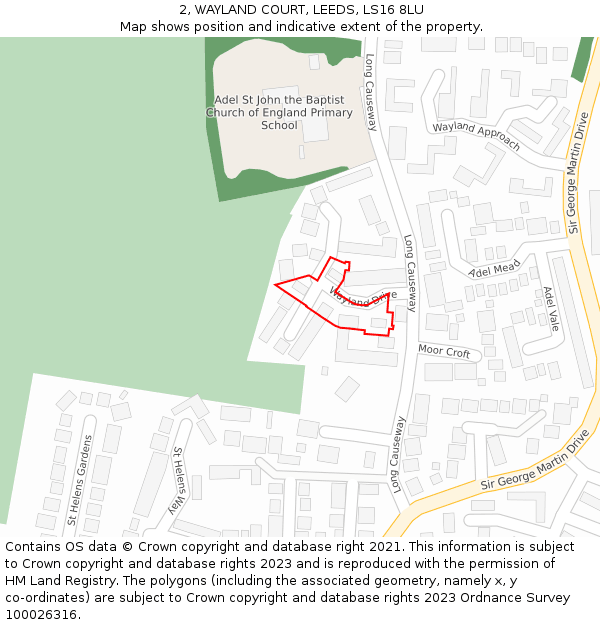 2, WAYLAND COURT, LEEDS, LS16 8LU: Location map and indicative extent of plot