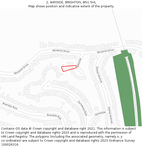 2, WAYSIDE, BRIGHTON, BN1 5HL: Location map and indicative extent of plot