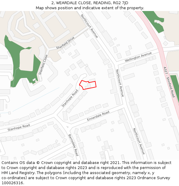 2, WEARDALE CLOSE, READING, RG2 7JD: Location map and indicative extent of plot