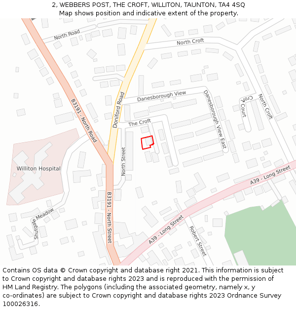 2, WEBBERS POST, THE CROFT, WILLITON, TAUNTON, TA4 4SQ: Location map and indicative extent of plot