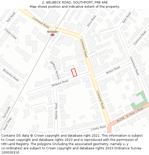 2, WELBECK ROAD, SOUTHPORT, PR8 4AE: Location map and indicative extent of plot