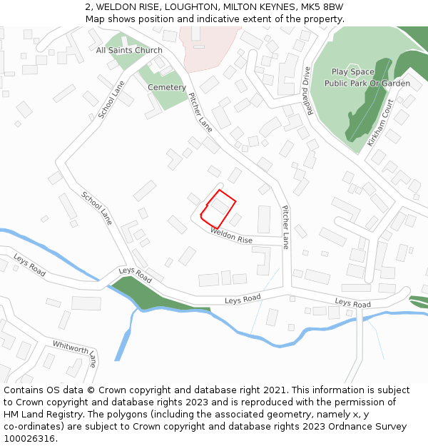 2, WELDON RISE, LOUGHTON, MILTON KEYNES, MK5 8BW: Location map and indicative extent of plot