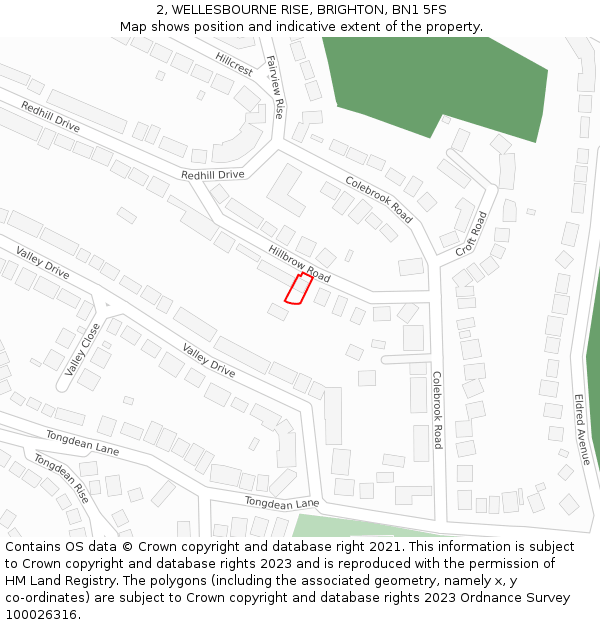 2, WELLESBOURNE RISE, BRIGHTON, BN1 5FS: Location map and indicative extent of plot