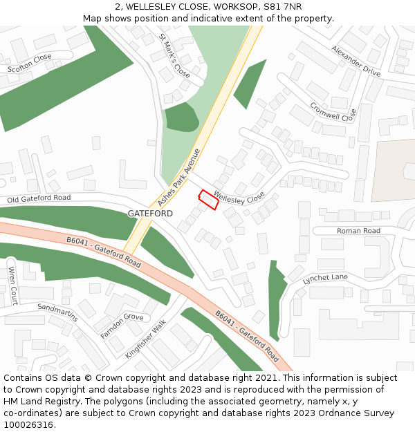 2, WELLESLEY CLOSE, WORKSOP, S81 7NR: Location map and indicative extent of plot