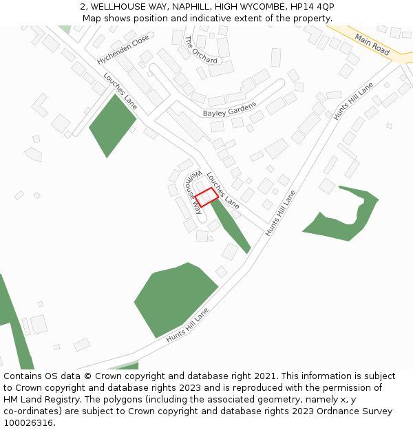 2, WELLHOUSE WAY, NAPHILL, HIGH WYCOMBE, HP14 4QP: Location map and indicative extent of plot